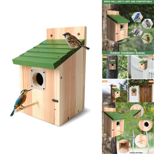 Cedar bird house outside - bird,