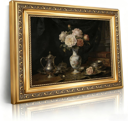Gold framed vintage canvas - gold,