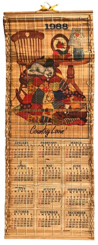 Vintage 1988 bamboo calendar - bamboo,