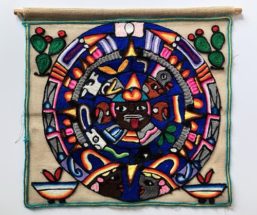 Vintage hand embroidered aztec - hand,