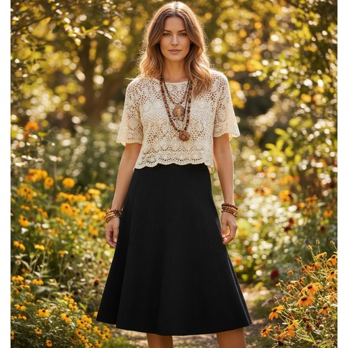 Cabi skirt black textured - cabi,
