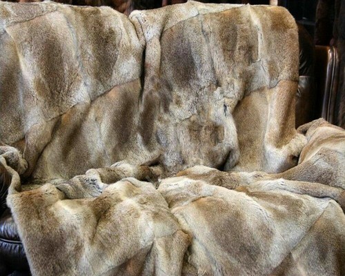 Natural real rabbit fur - fur, throw