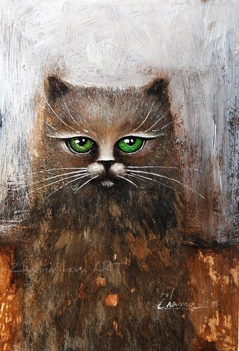 Original acrylic cat painting - acrylic,