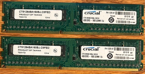 Crucial 8gb ddr3 - (2x4gb),