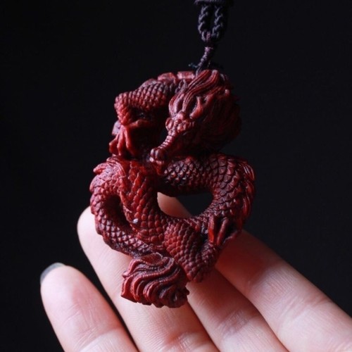Rosewood dragon pendant - dragon,