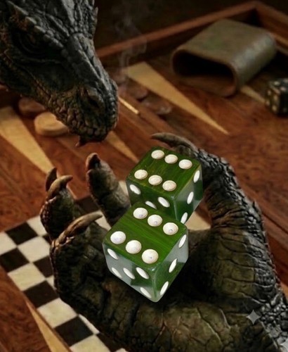 Old backgammon marbled green