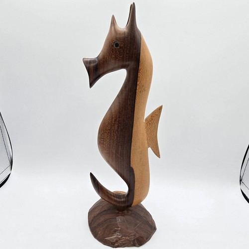 Vtg wooden wood seahorse - wood,