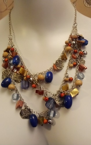 Silver tone glass shell - glass, wood