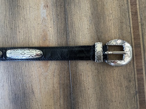 Vintage black leather western - black,