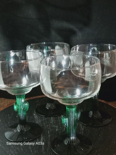 Libbey green cactus stemware - libbey,