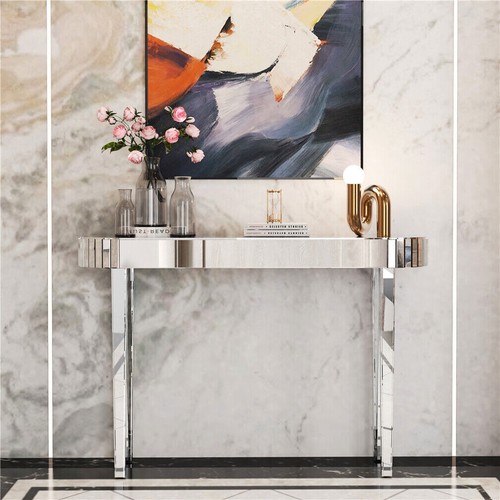 Silver console table mirrored - console,