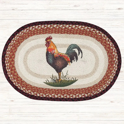 Rustic rooster braided oval - braided,