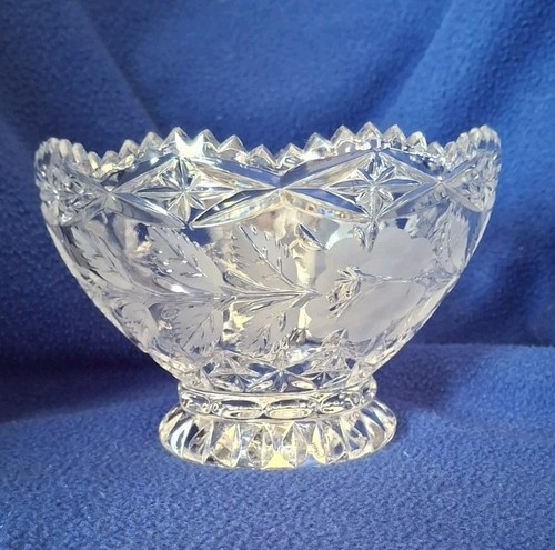 Vtg cut lead crystal footed - vtg,