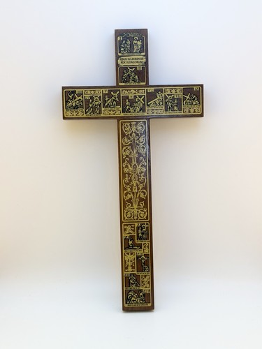 Vintage jeweled cross - cross, wood
