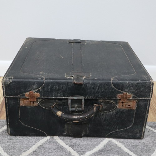 Vtg black faux leather luggage - vtg,
