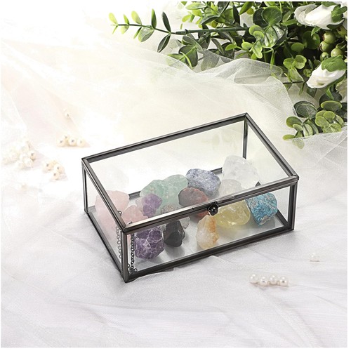 Vintage glass keepsake box - keepsake,