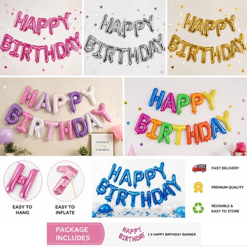 Foil happy birthday balloons - happy,