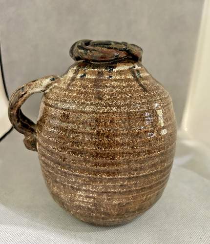 Vintage brown glazed water jug - vintage,