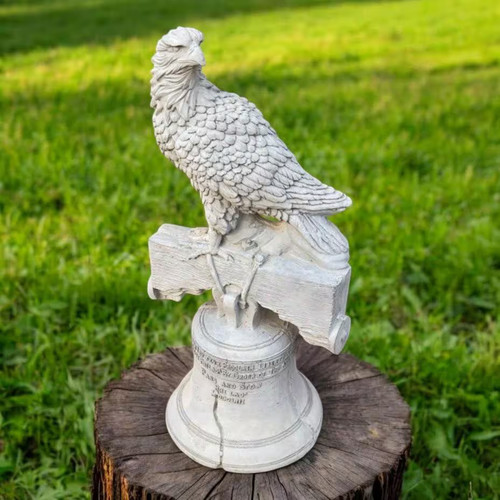 Eagle bell garden statue - on,