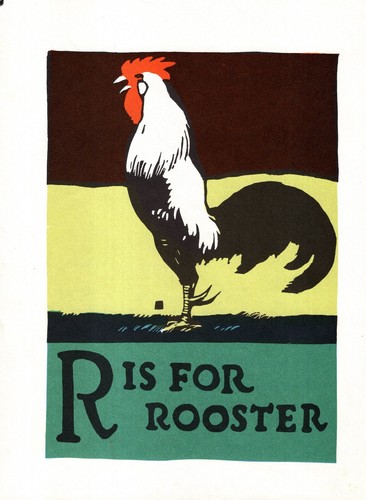 Vintage rooster print deco - vintage,