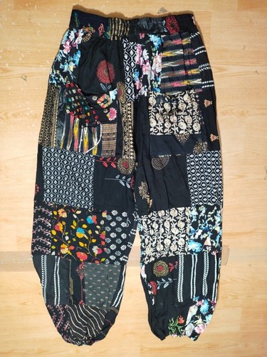 Black patchwork harem pants - harem,