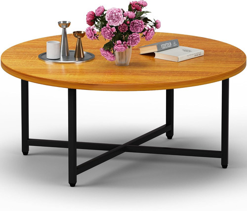 Large round oak brown coffee - oak,