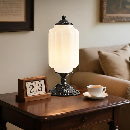 Milk glass table lamp - milk,