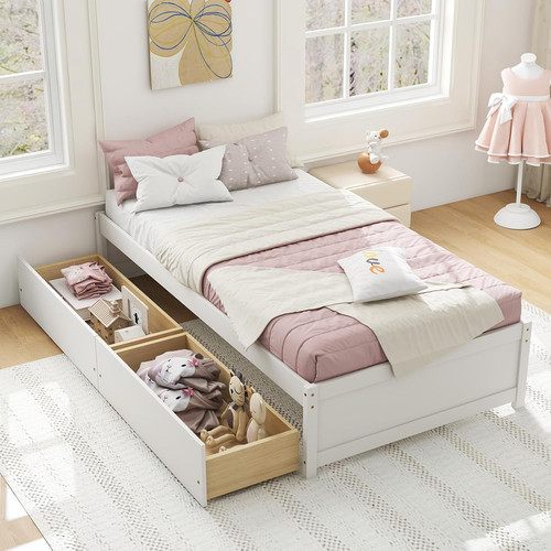 Twin bed frame with - bed, 2