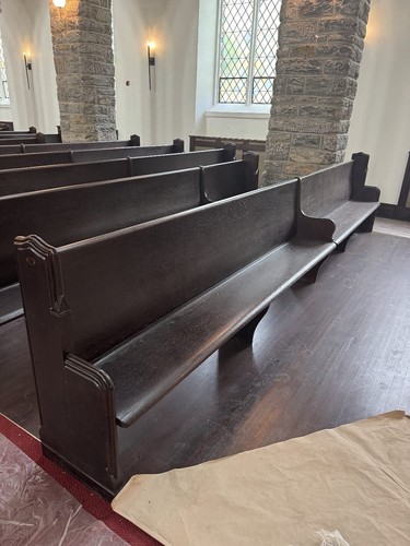 Antique oak church - , pews