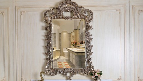 Ornate silver baroque wall - silver,