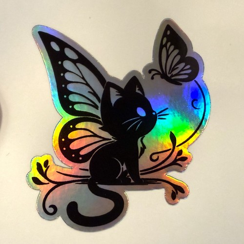 Holographic fairy cat - holographic, sticker