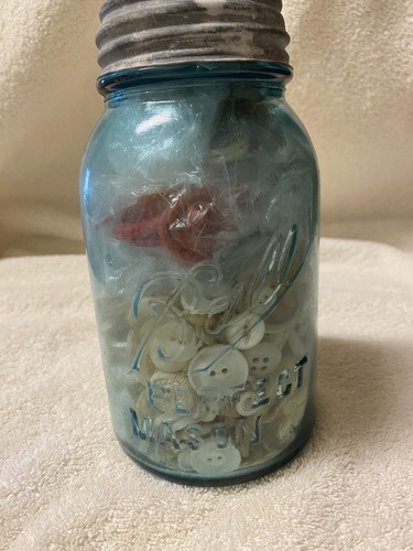 Blue mason jar with zinc - mason,