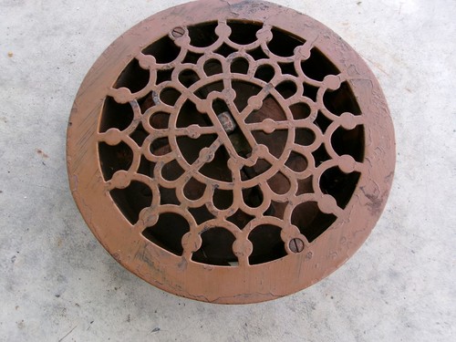 Vintage round floor grate heat - floor,