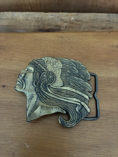 Vtg bronze indian head - bronze, belt