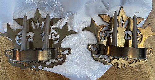 Brass wall candle holders - brass,