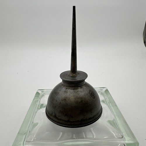 Vintage metal oil can - metal,