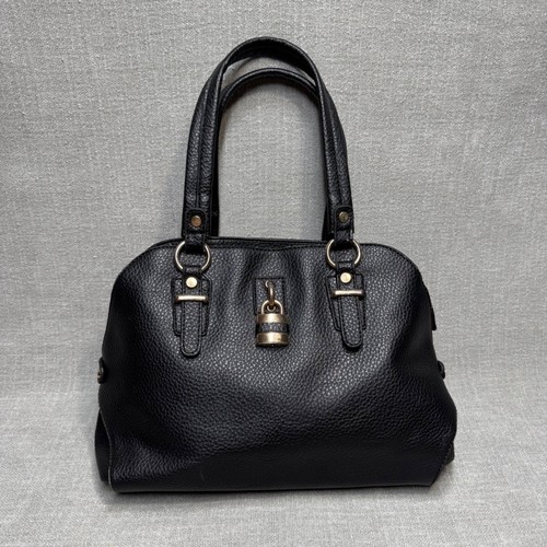 Black padlock faux leather - black,