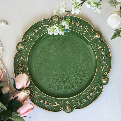 Green charger plates set - 13",
