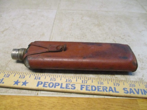 Vtg leather glass bottle - vtg,