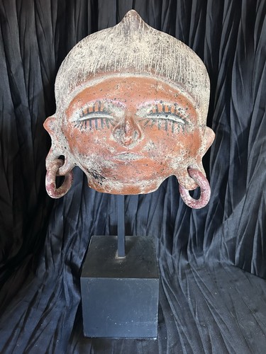 Vintage clay mayan mask - mayan, on