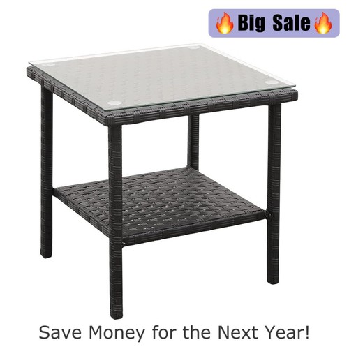 Outdoor wicker side table - outdoor, pe