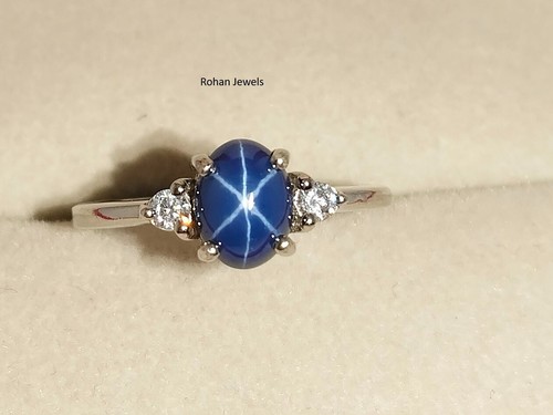 Blue lindy star sapphire ring - blue,
