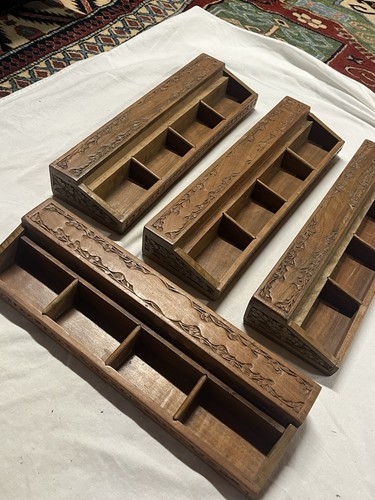 Vintage carved wood mahjong - vintage,