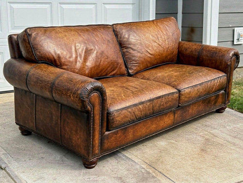 Webster roll arm leather sofa - webster,