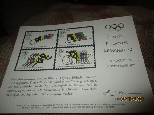 1972 usps souvenir - usps, card