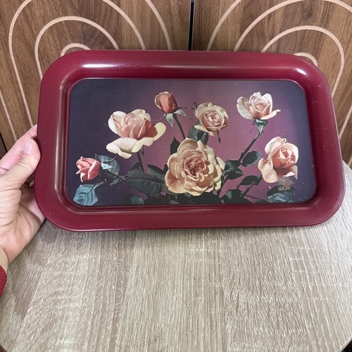 Vintage red metal serving - vintage,