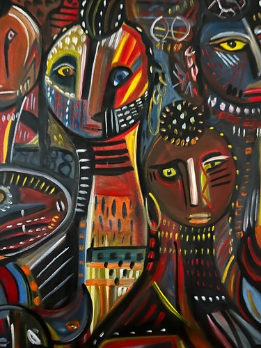 Outsider african art oil - african,