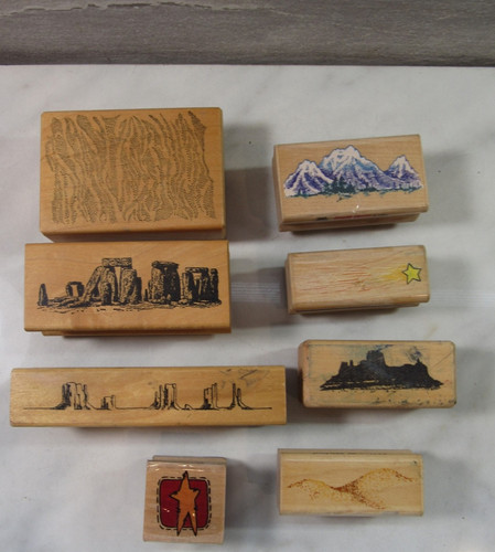 Lot wood block rubber - lot,