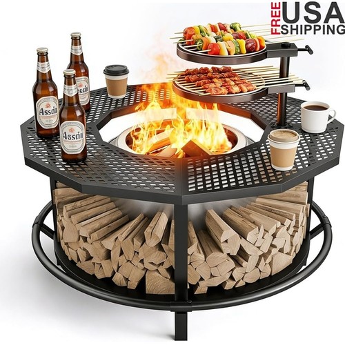 Fire pit table safety rail - w/,
