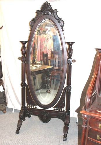 Antique mahogany beveled oval - mahogany,